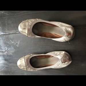 Gold metallic Coach Ballet flats